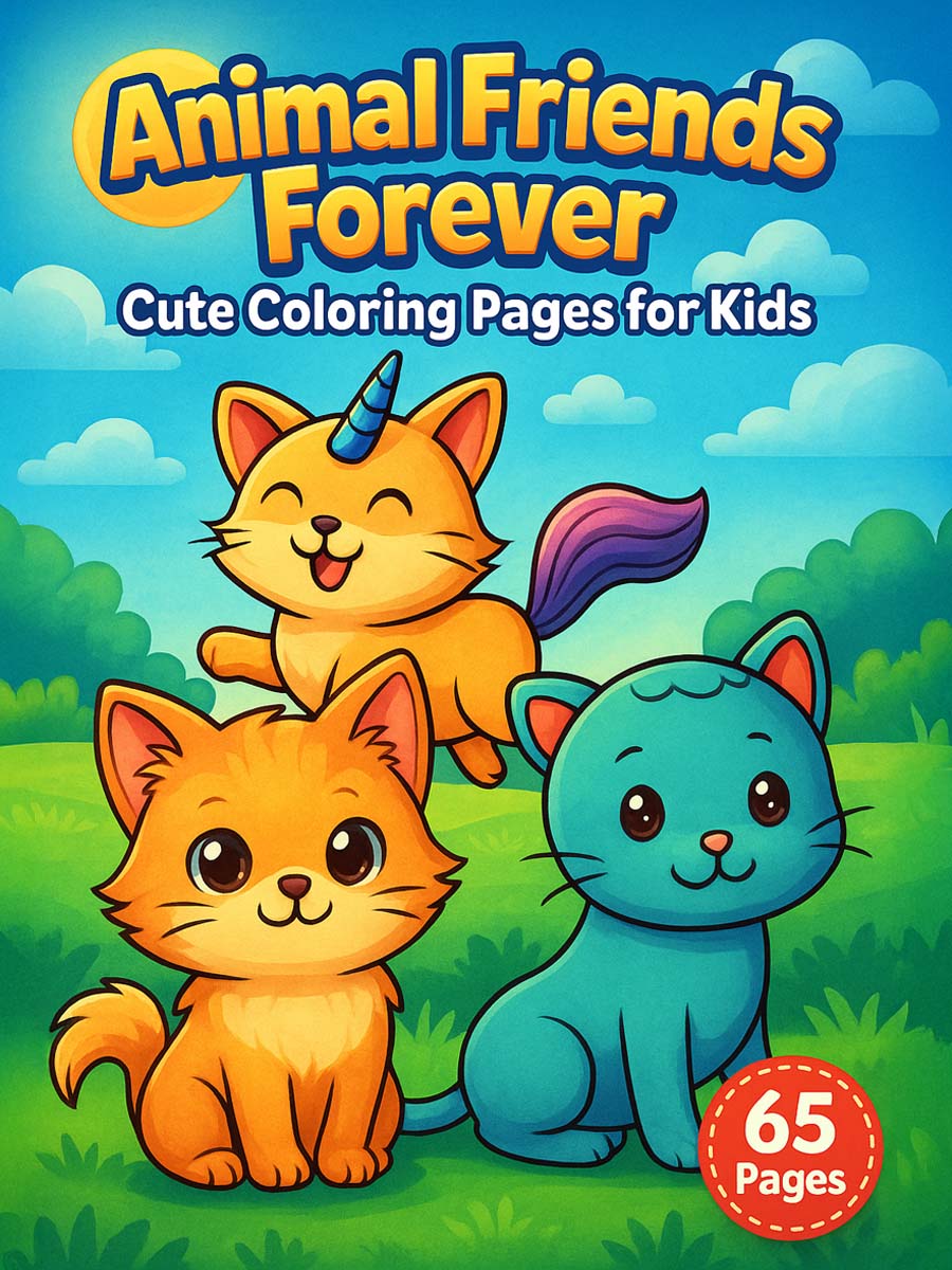 Animal Friends Forever 65 Cute - Animal Friends Forever %E2%80%93 65 Cute Coloring Pages For Kids