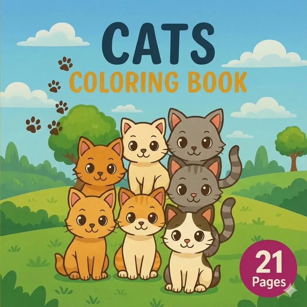 Kitten's Adventures - 21 Cat Coloring Pages