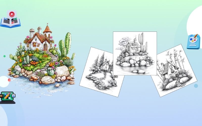 Dreamy island – Coloring Pages PLR