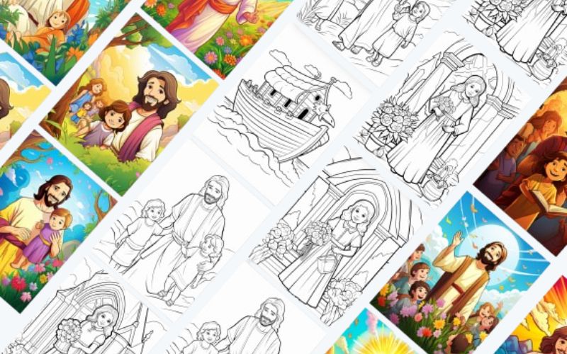 Bible Christian Coloring Pages w/ PLR