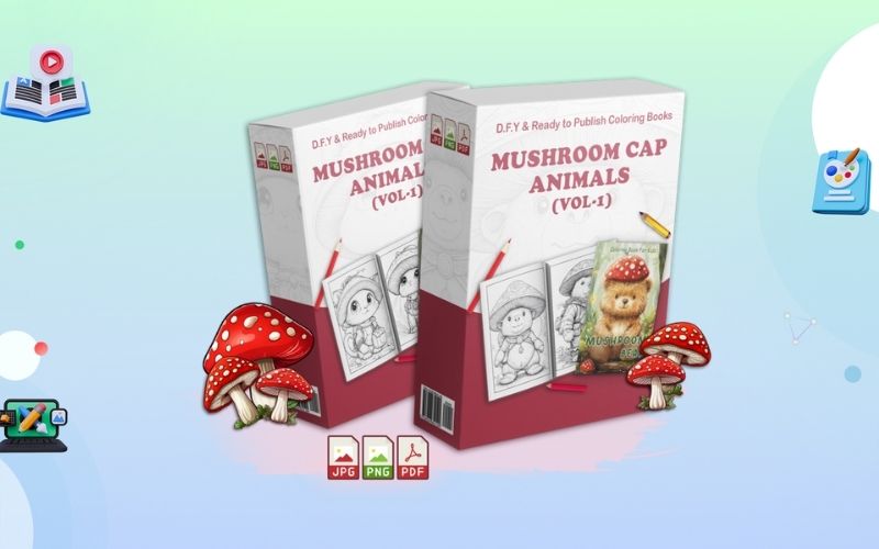 Mushroom Cap Animals – PLR Coloring Pack