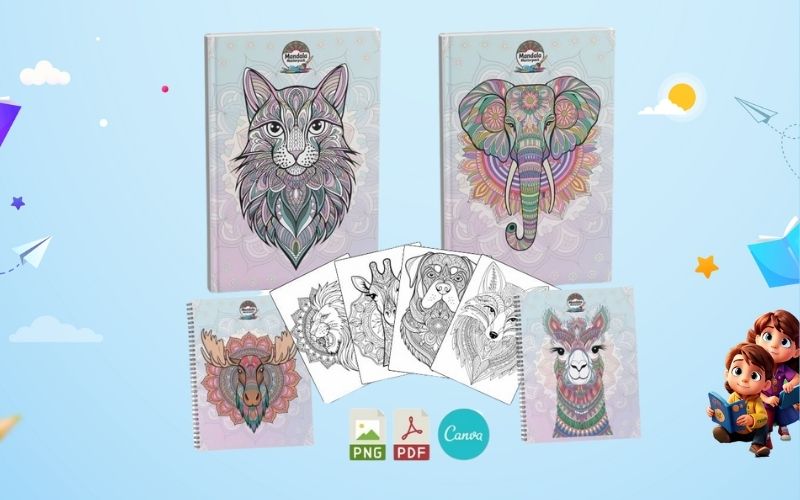 Mandala Animal Essence Coloring Pack PLR