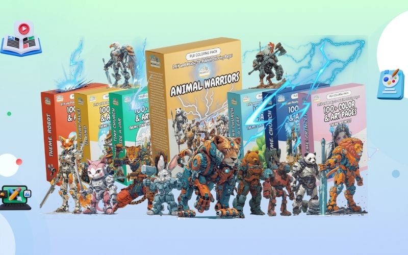 Animal Warriors – PLR Coloring Pack
