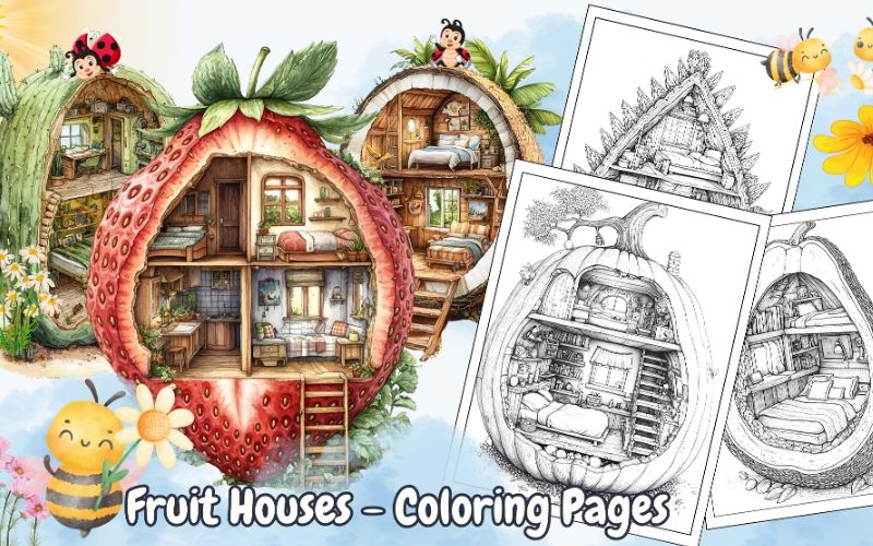 Fruit Houses – PLR Coloring Pack
